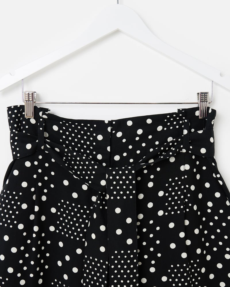 Black & White Spot Print Wide Leg Culotte Trousers