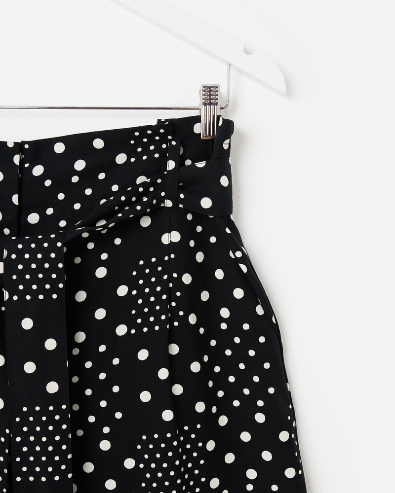 Black & White Spot Print Wide Leg Culotte Trousers