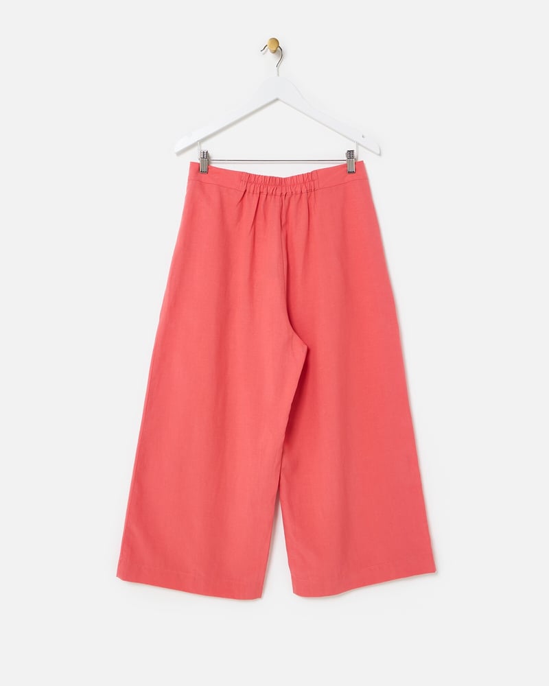 Coral Pink Cropped Wide Leg Trousers