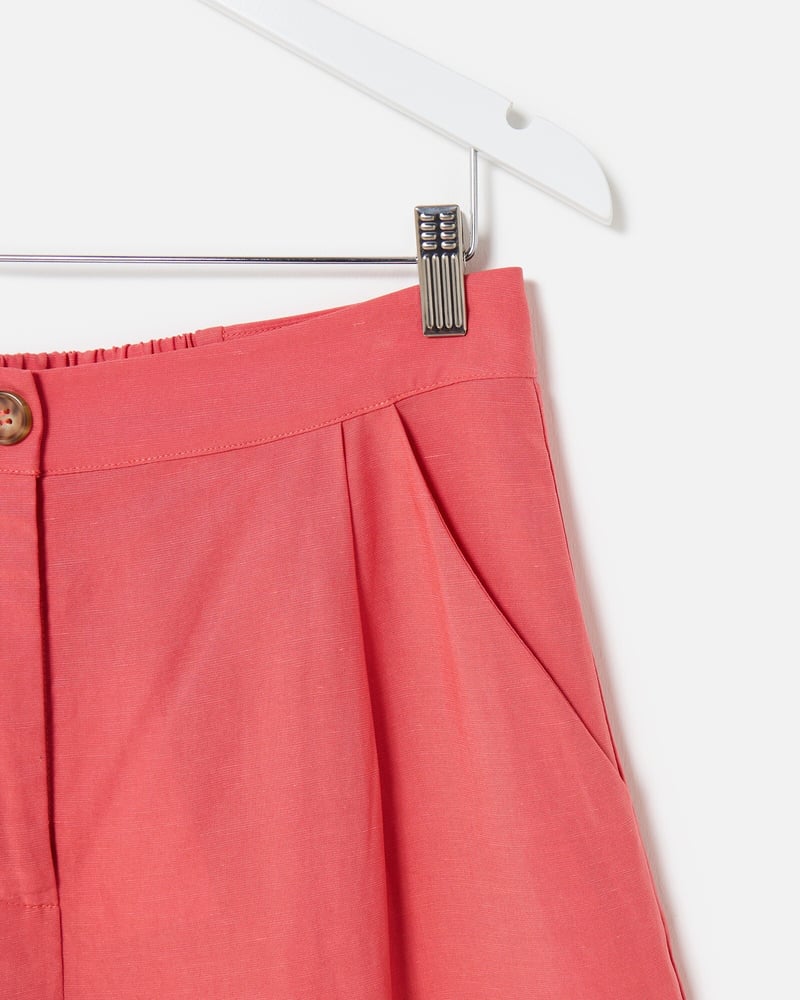 Coral Pink Cropped Wide Leg Trousers