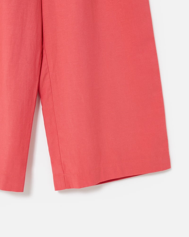 Coral Pink Cropped Wide Leg Trousers