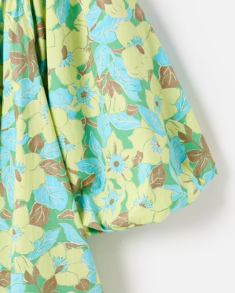Green & Blue Floral Halterneck Bardot Mini Dress