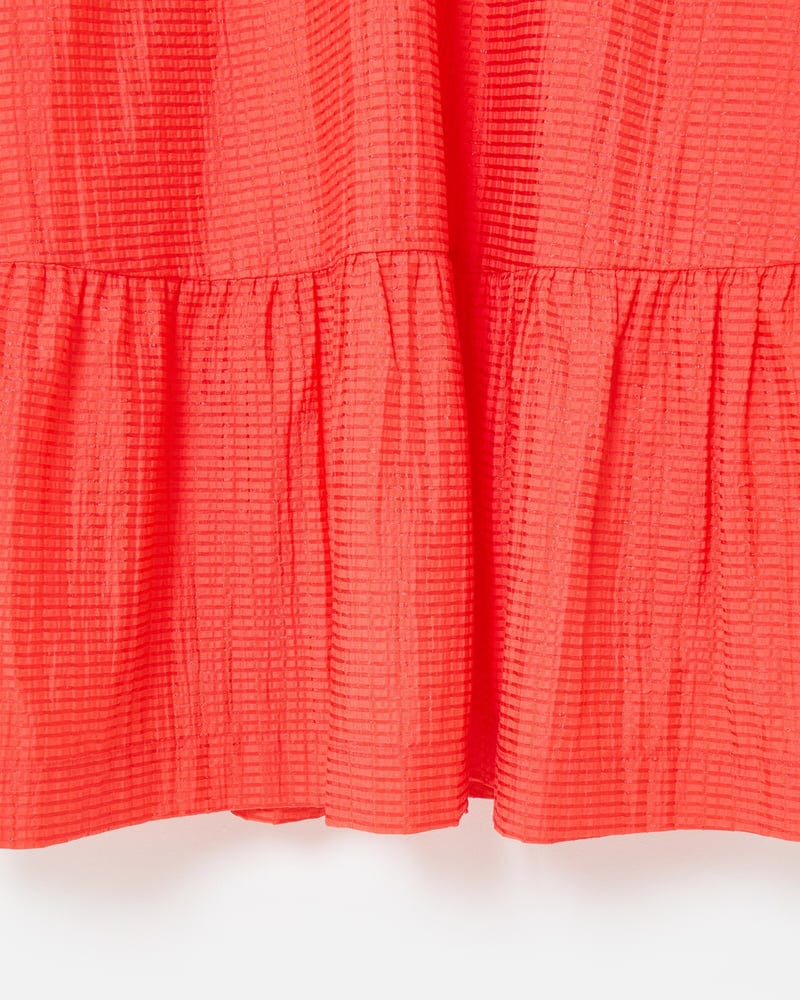 Coral Orange Textured Puff Sleeve Mini Dress