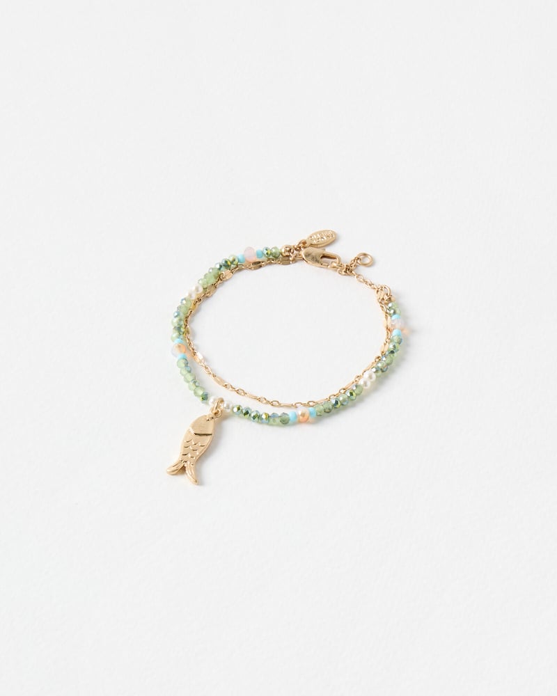 Doris Fish Charm Layered Beaded Bracelet