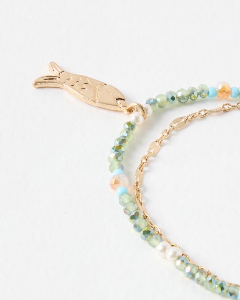 Doris Fish Charm Layered Beaded Bracelet