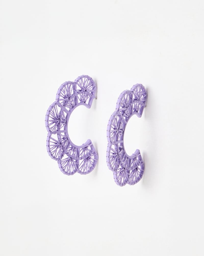 Amani Purple Scalloped Large Hoop Earrings