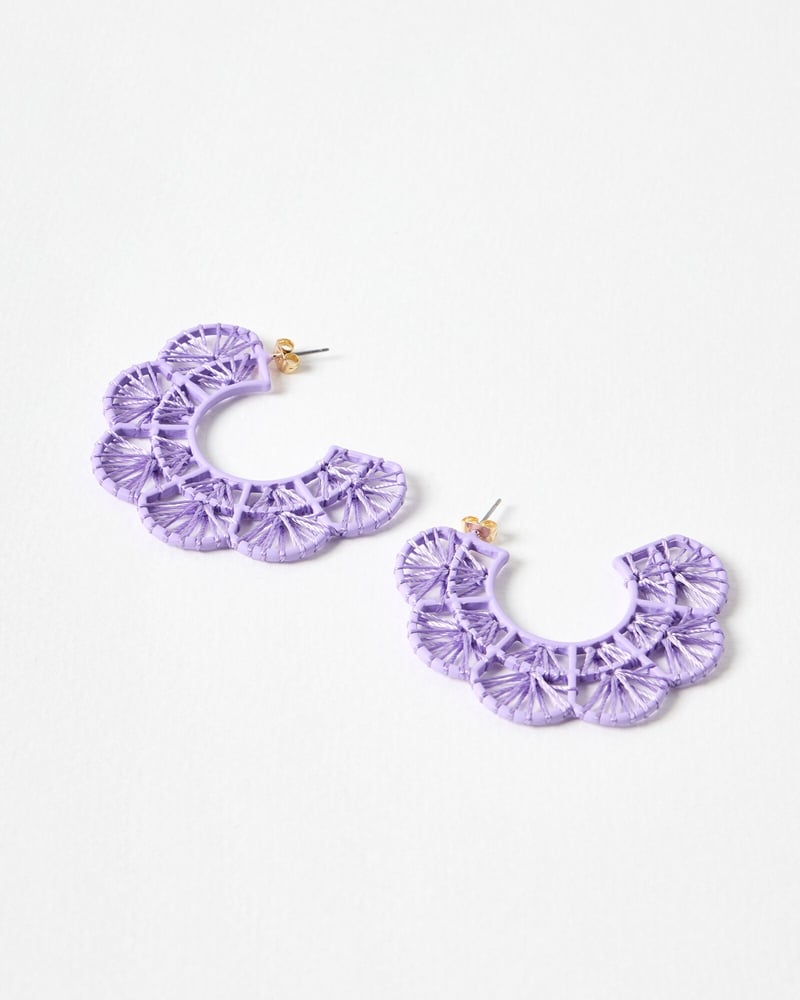 Amani Purple Scalloped Large Hoop Earrings