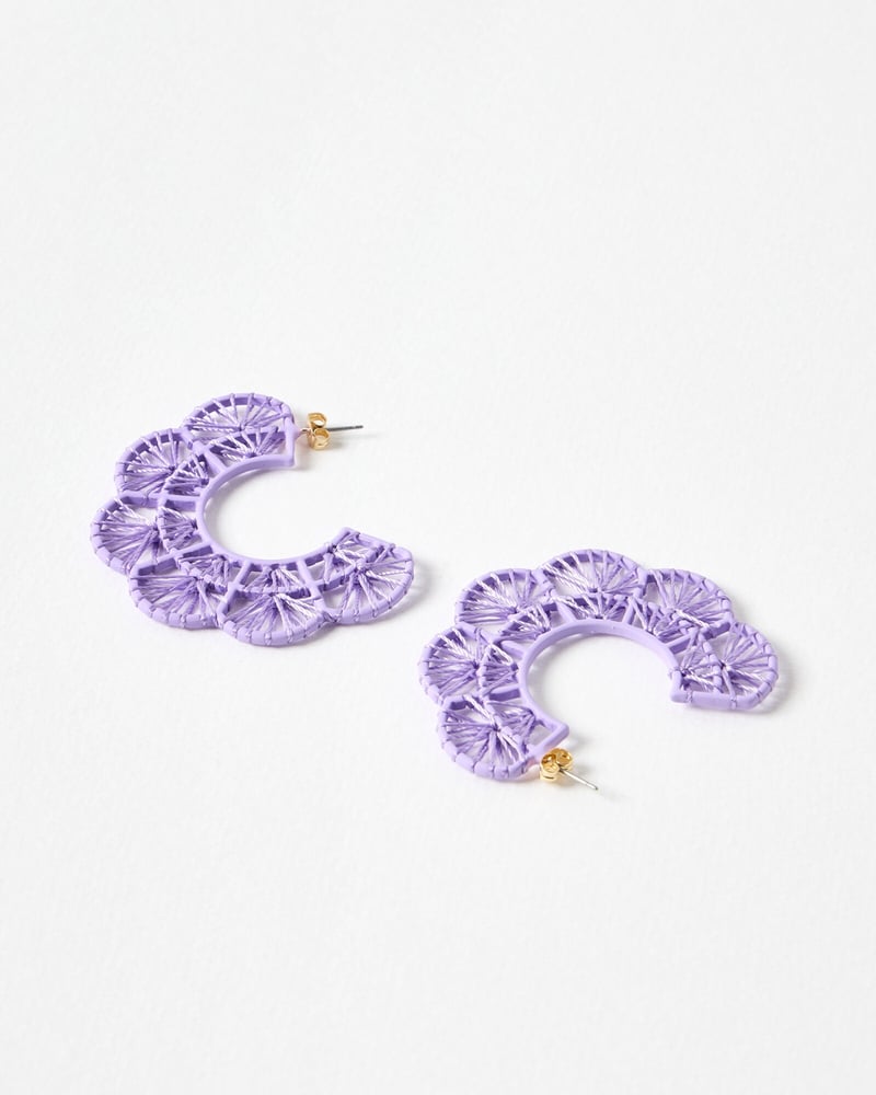 Amani Purple Scalloped Large Hoop Earrings