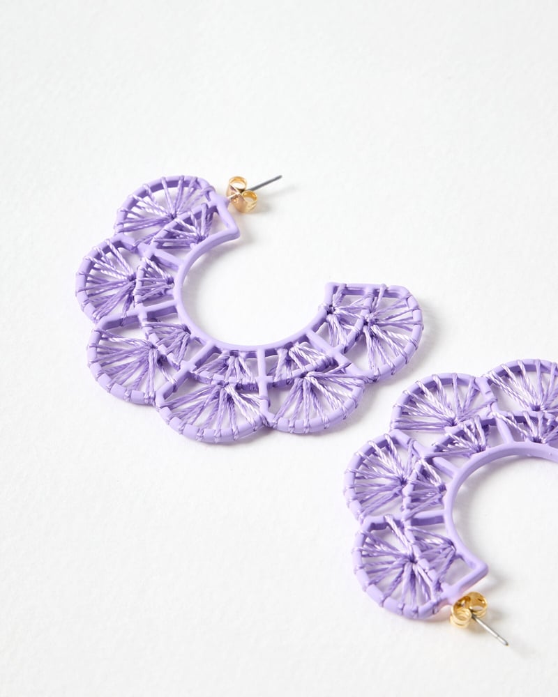 Amani Purple Scalloped Large Hoop Earrings
