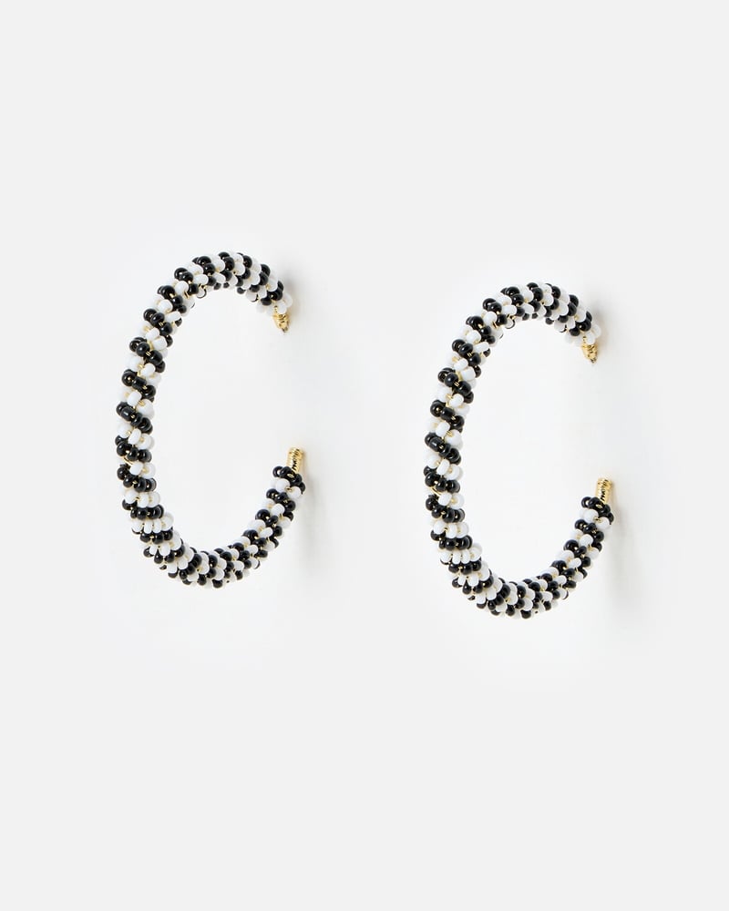 Juniper Monochrome Twist Beaded Hoop Earrings