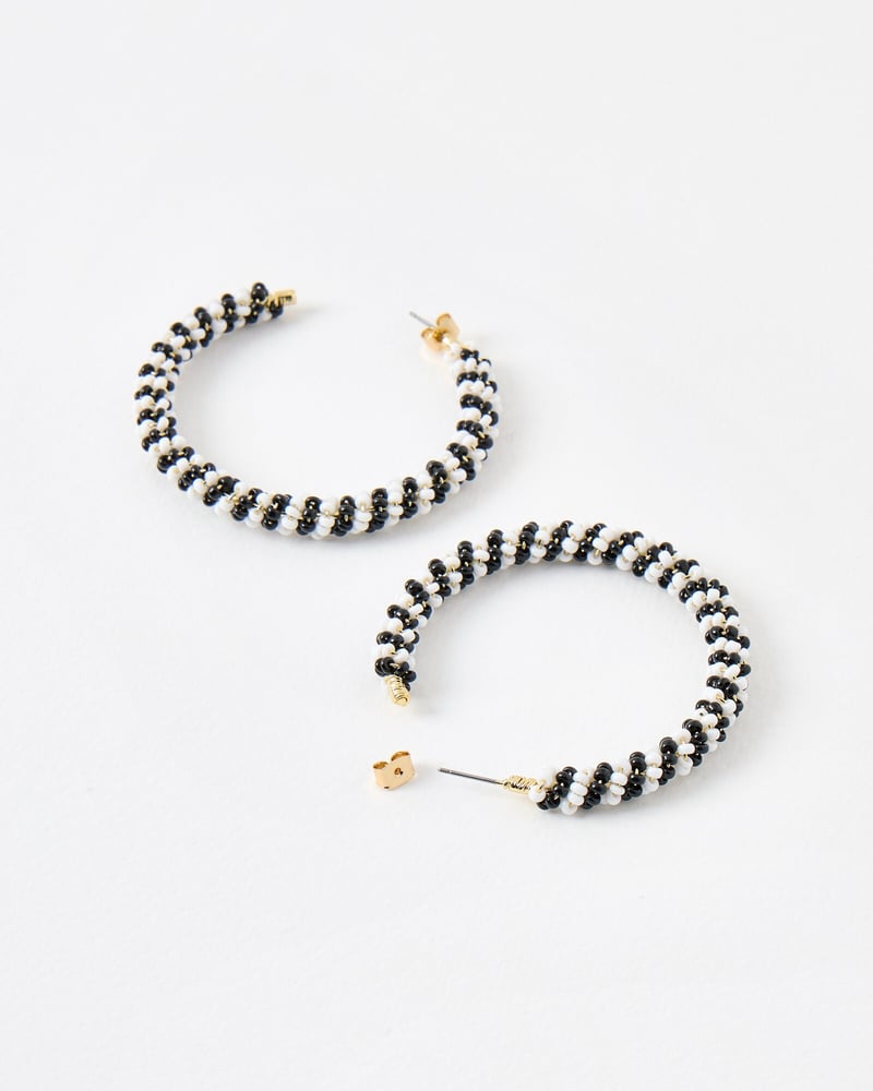 Juniper Monochrome Twist Beaded Hoop Earrings