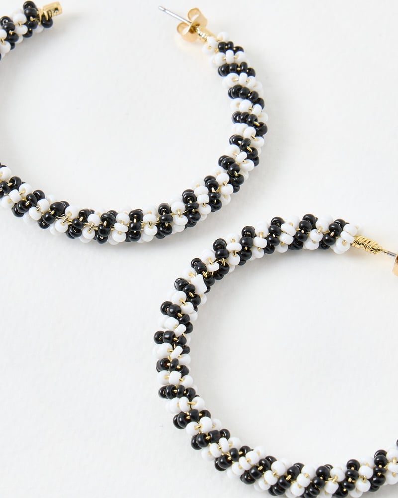 Juniper Monochrome Twist Beaded Hoop Earrings