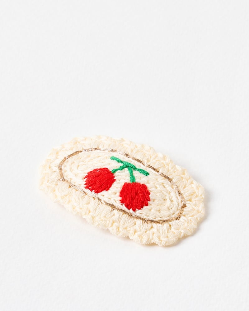 Hudson Cream Crochet Cherry Hair Clip