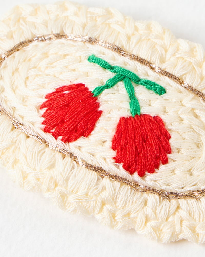 Hudson Cream Crochet Cherry Hair Clip