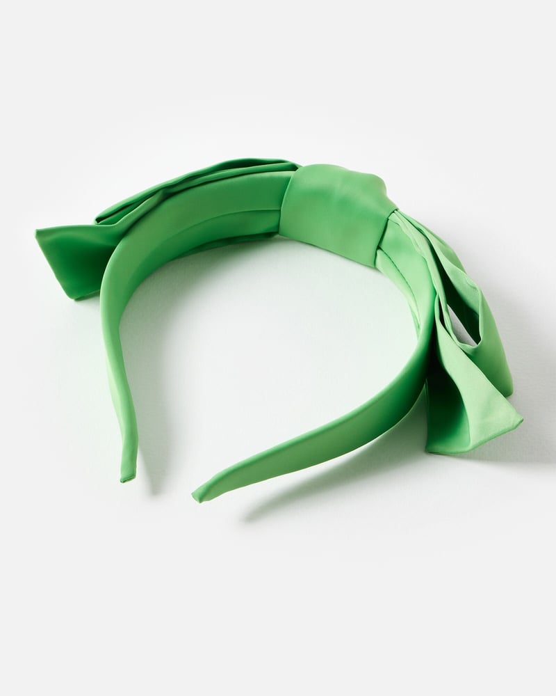 Yeva Green Satin Statement Bow Headband