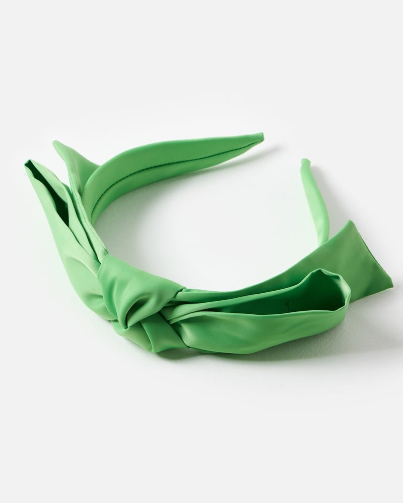 Yeva Green Satin Statement Bow Headband