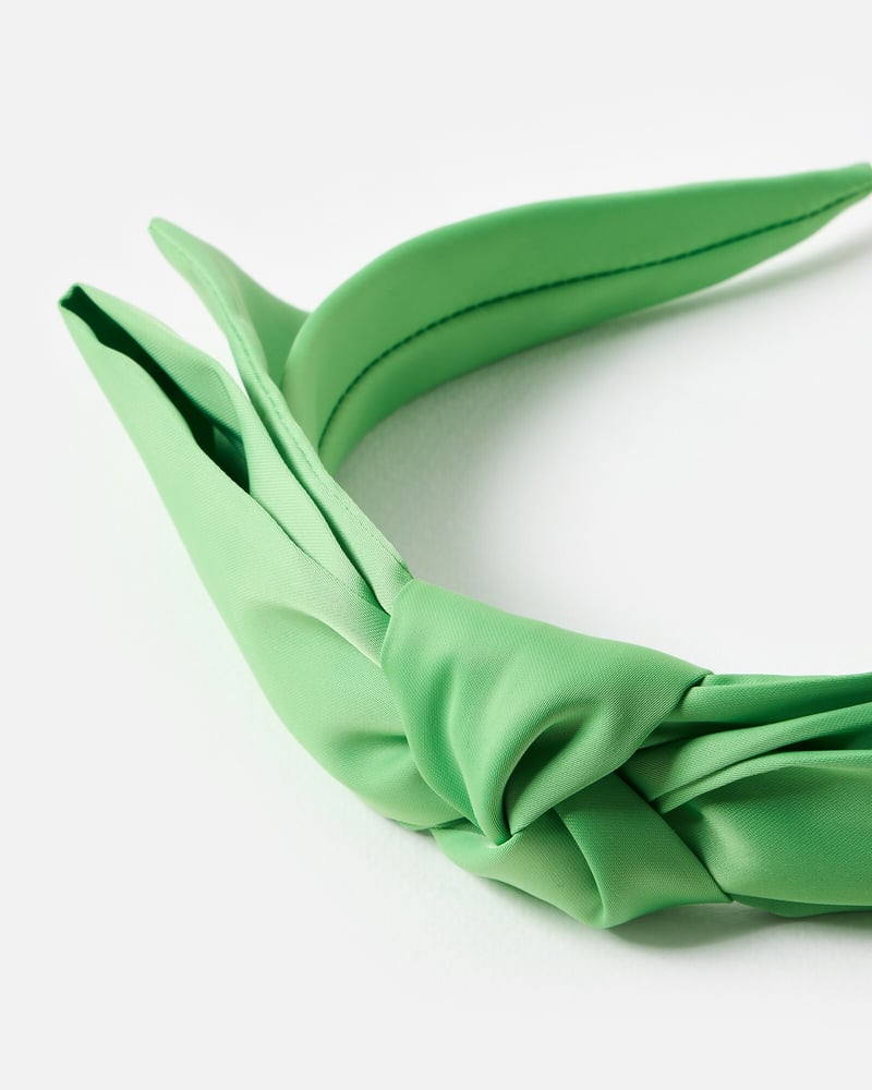 Yeva Green Satin Statement Bow Headband