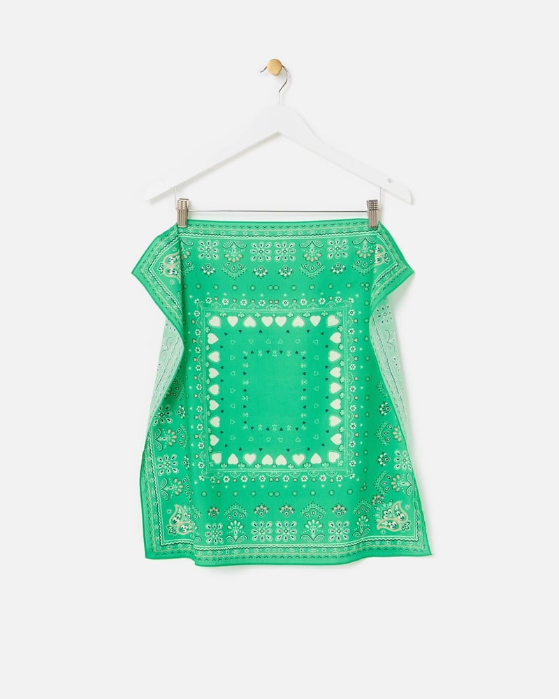 Green Heart Bandana Cotton Square Scarf