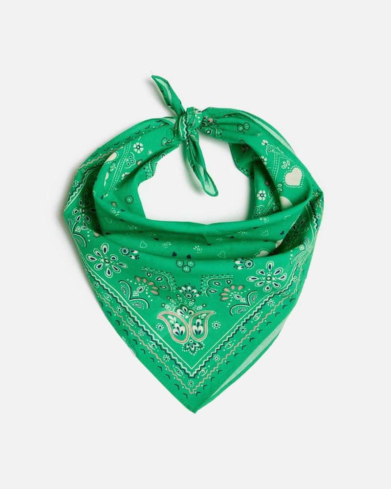 Green Heart Bandana Cotton Square Scarf