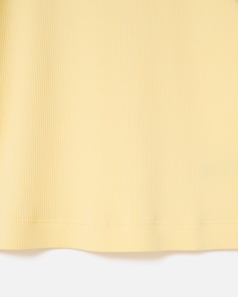 Yellow Ribbed Puff Sleeve Top