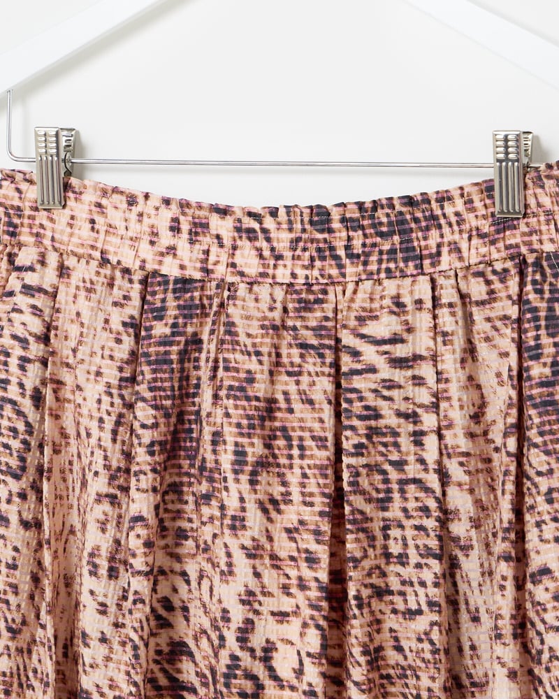 Brown Leopard Print Pleated Midi Skirt