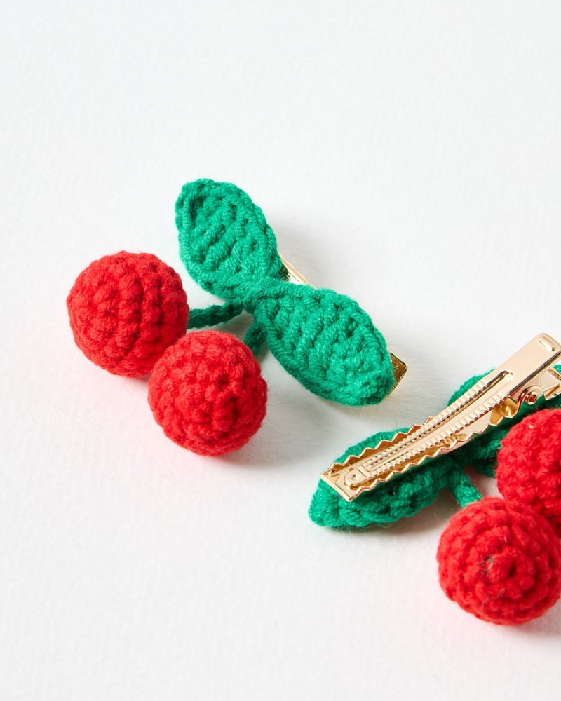 Tula Crochet Cherry Hair Clips Set of Two