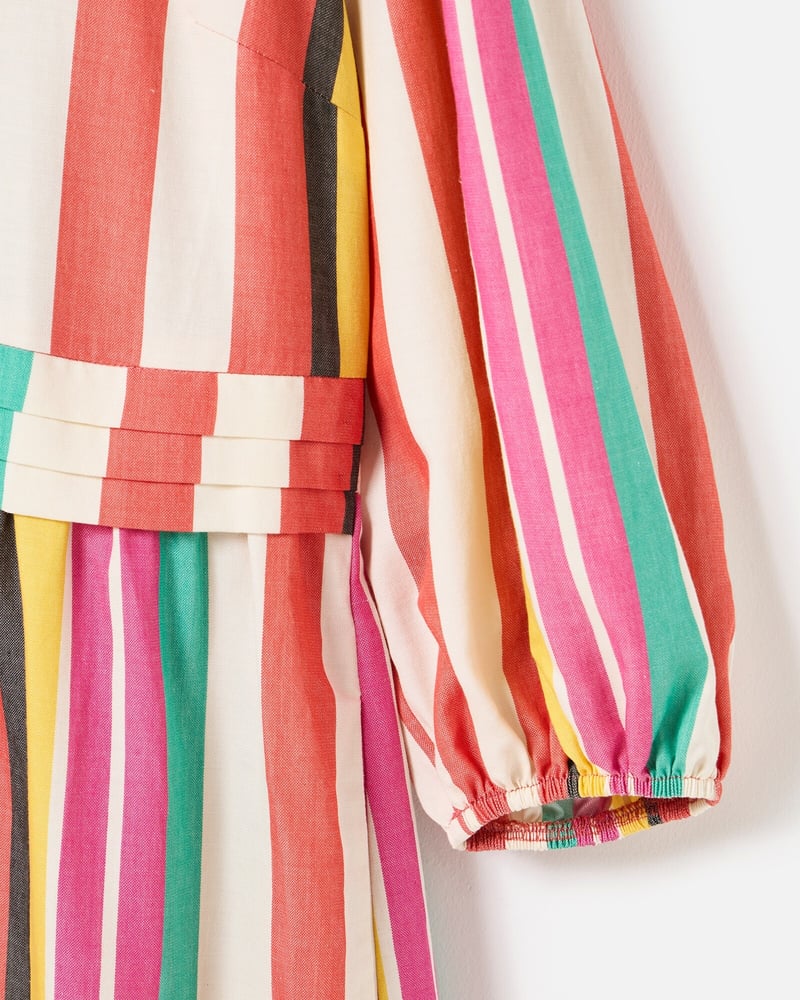 Multicoloured Striped V-Neck Midi Dress