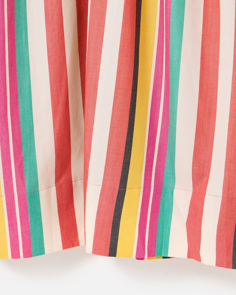 Multicoloured Striped V-Neck Midi Dress