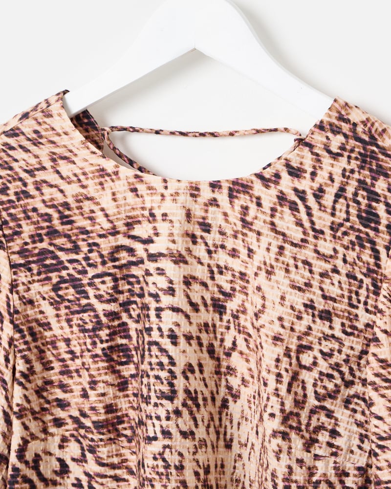 Brown Leopard Print Puff Sleeve Top