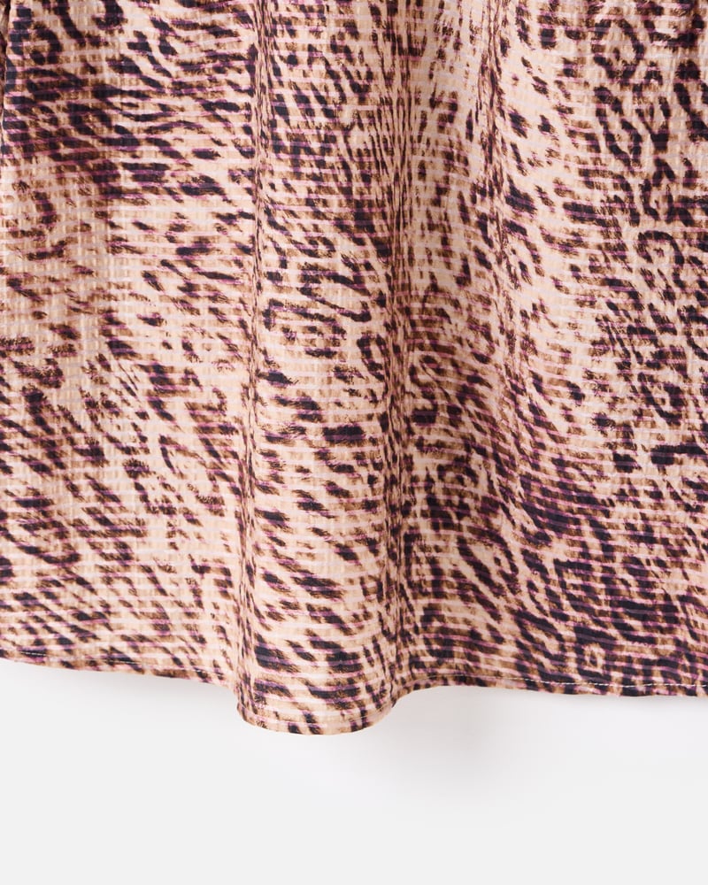 Brown Leopard Print Puff Sleeve Top