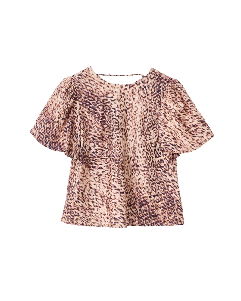 Brown Leopard Print Puff Sleeve Top