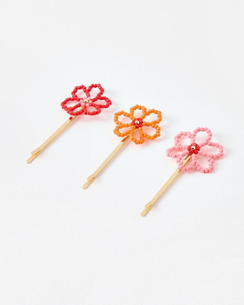 Lea Beaded Flower Hair Slides Set of Three