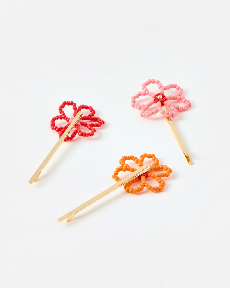 Lea Beaded Flower Hair Slides Set of Three