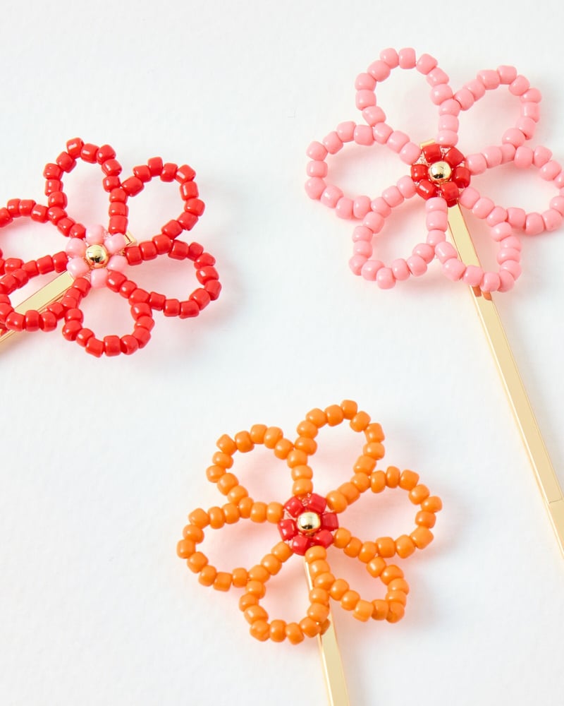 Lea Beaded Flower Hair Slides Set of Three