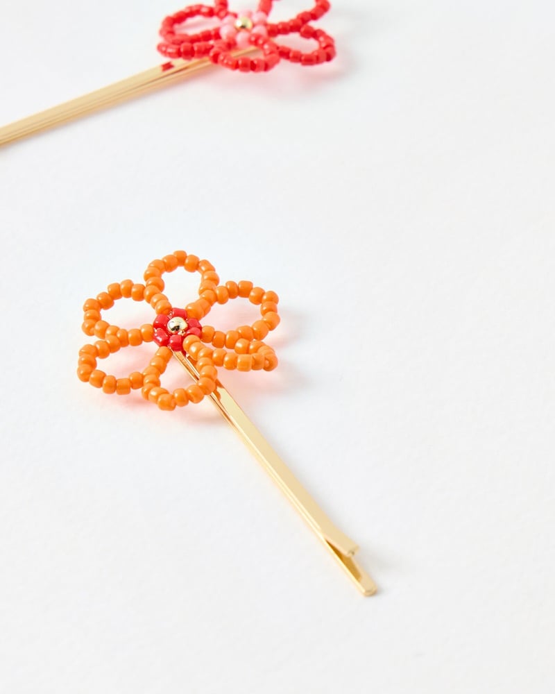 Lea Beaded Flower Hair Slides Set of Three