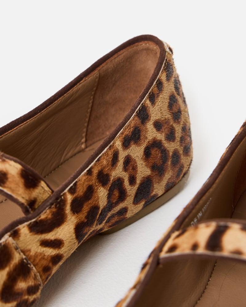 Brown Leopard Print Leather Ballet Flats