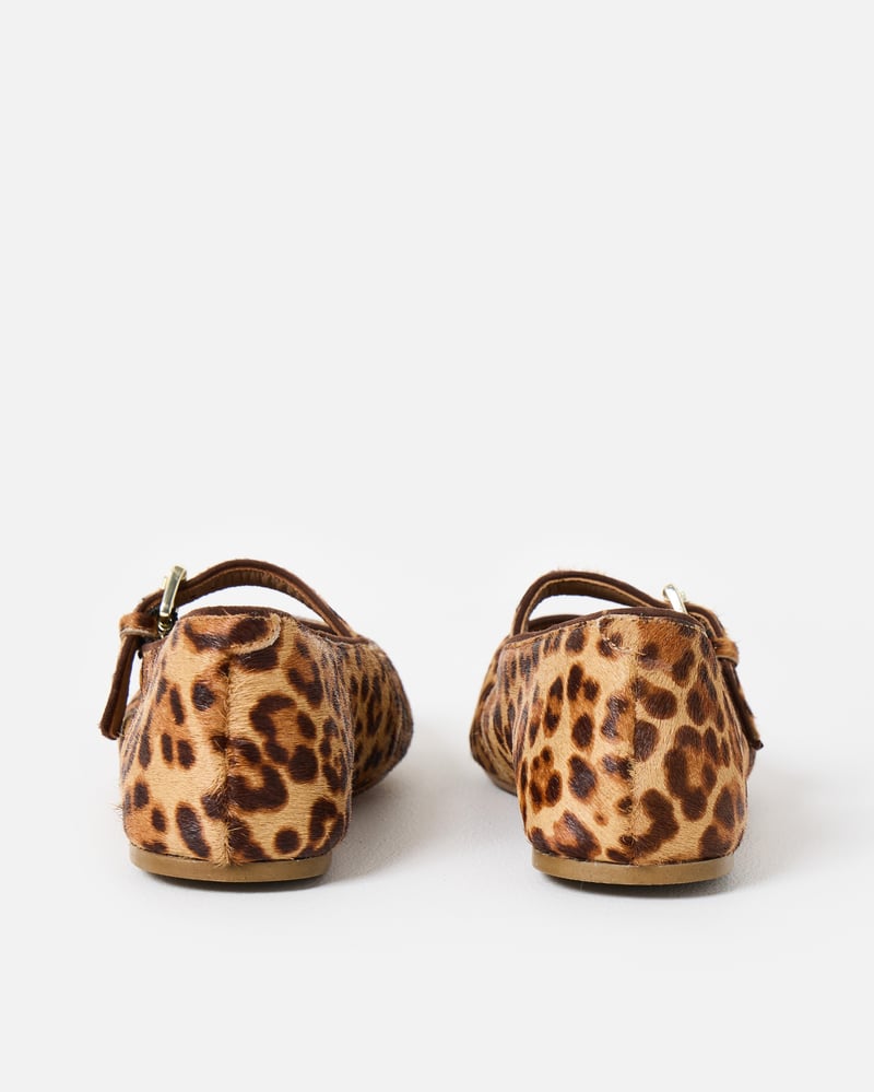 Brown Leopard Print Leather Ballet Flats