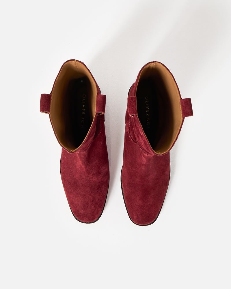 Berry Red Suede Pull On Boots