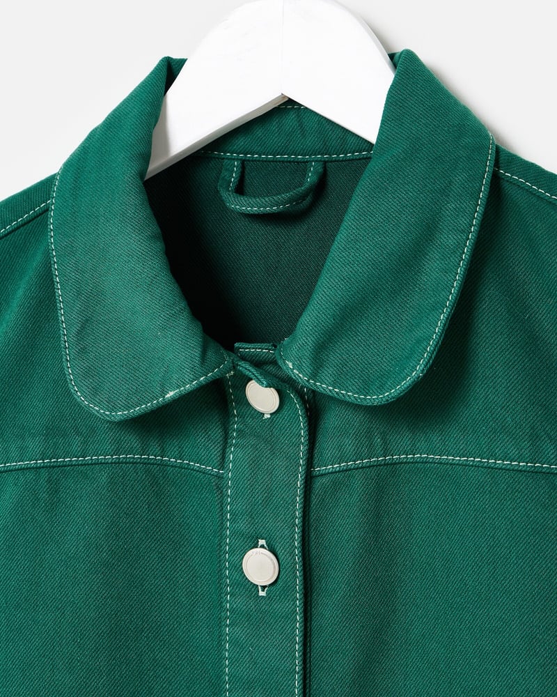Forest Green Collared Denim Waistcoat