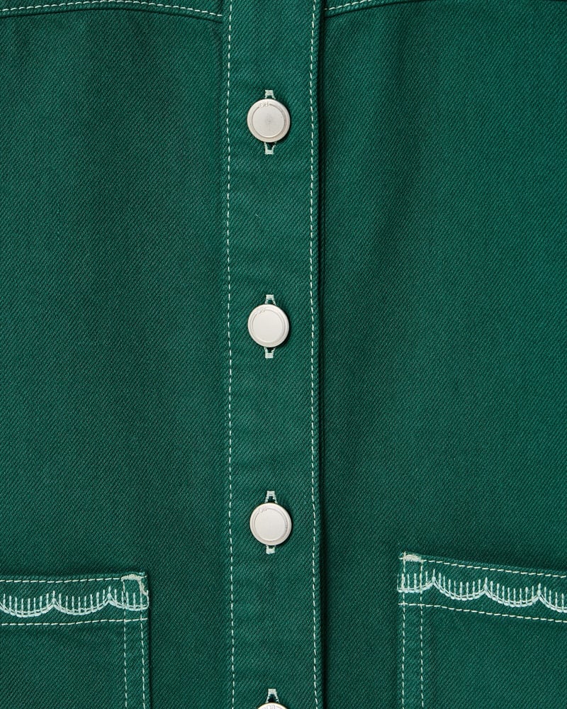 Forest Green Collared Denim Waistcoat
