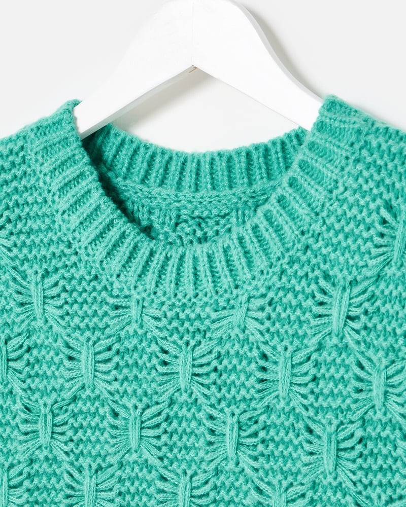 Turquoise Textured Chunky Knitted Vest