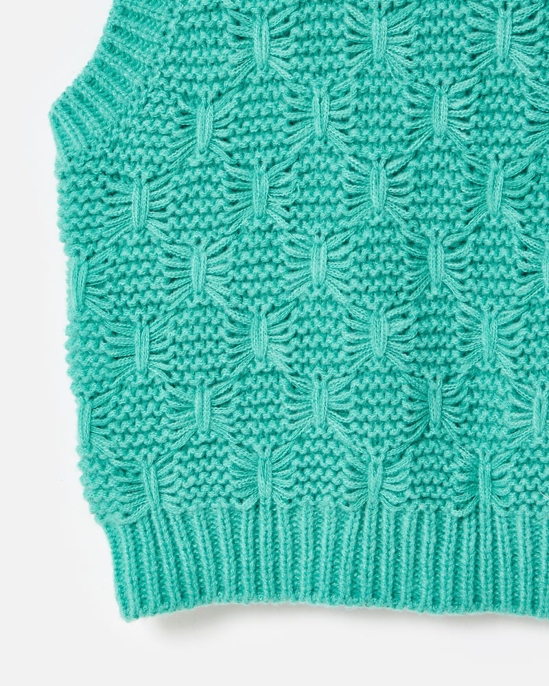 Turquoise Textured Chunky Knitted Vest