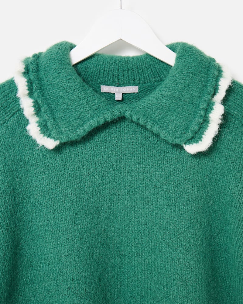 Green Frill Collar Knitted Jumper