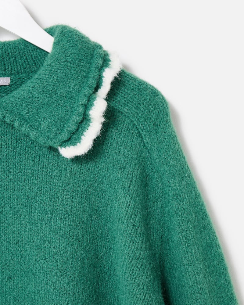 Green Frill Collar Knitted Jumper