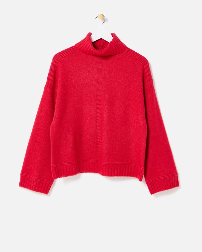 Red Roll Neck Knitted Jumper