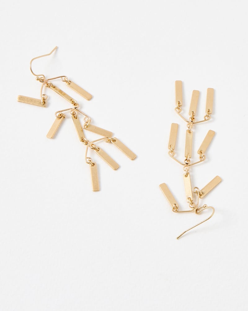 Tari Bar Charm Gold Tone Chandelier Earrings
