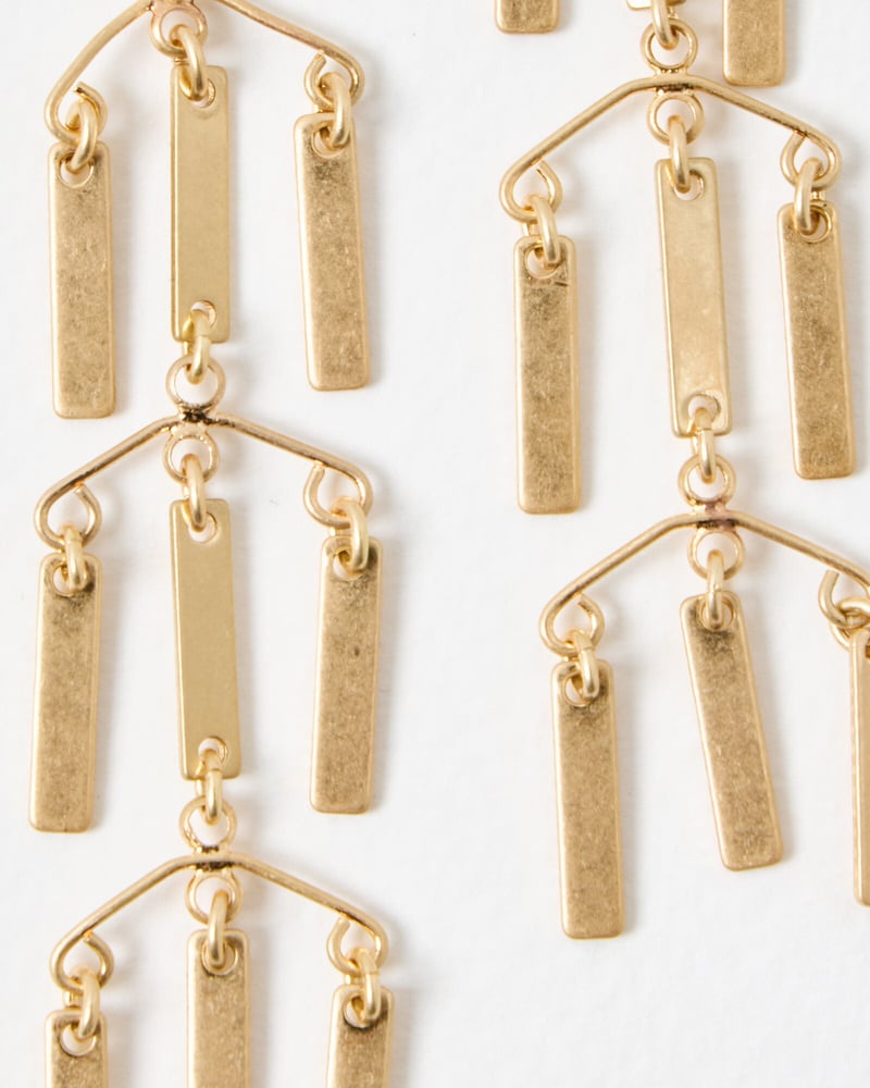 Tari Bar Charm Gold Tone Chandelier Earrings
