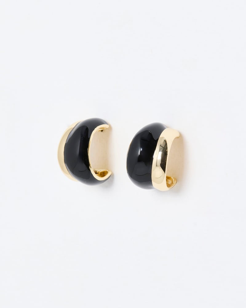 Jamala Black & Gold Stripe Chunky Hoop Earrings