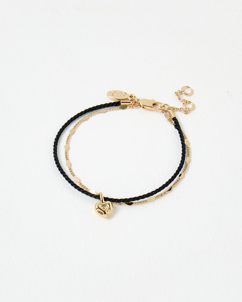 Misha Mini Heart Charm Double Row Cord Bracelet