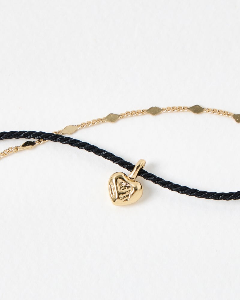 Misha Mini Heart Charm Double Row Cord Bracelet